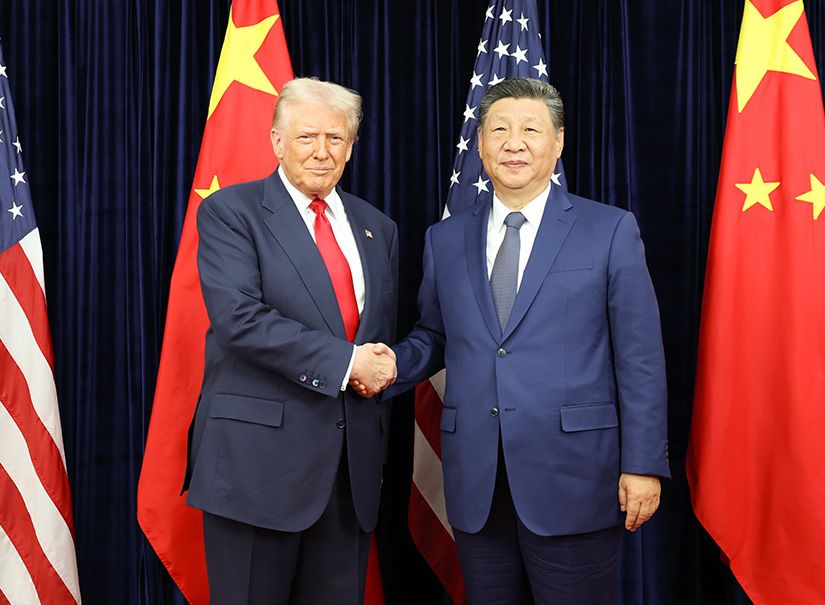 習近平同美國總統(tǒng)特朗普在釜山舉行會晤